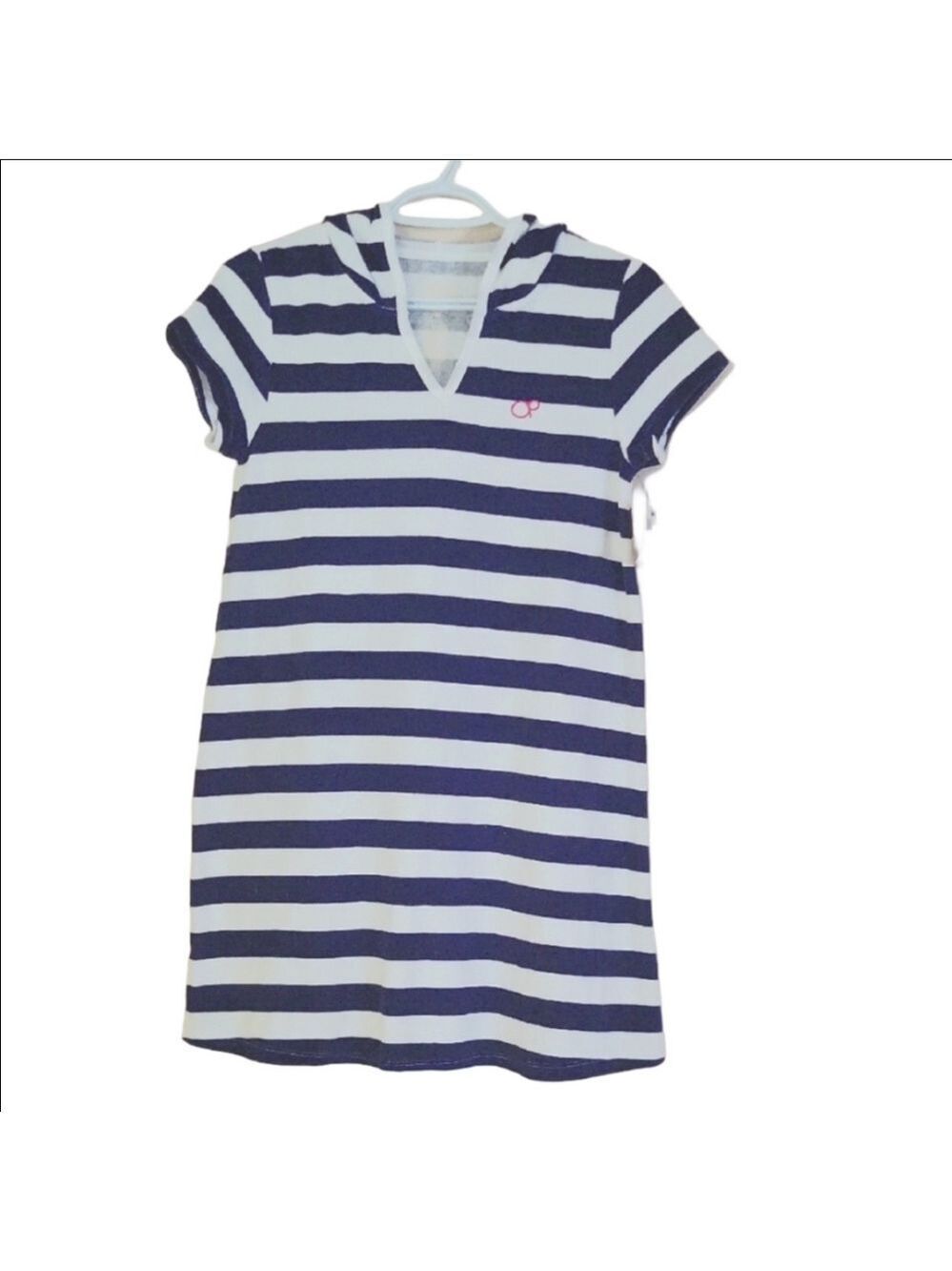 OP Ocean Pacific Girls XL 14-16 Striped Hooded Swim Coverup Dress NWT